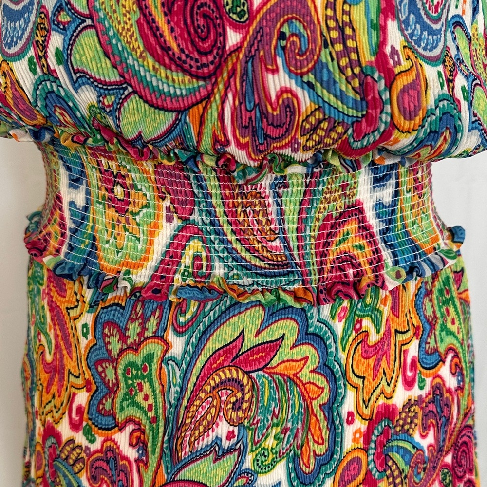 Ninety Multicolor Paisley Midi Dress Sz S - Picture 6 of 9